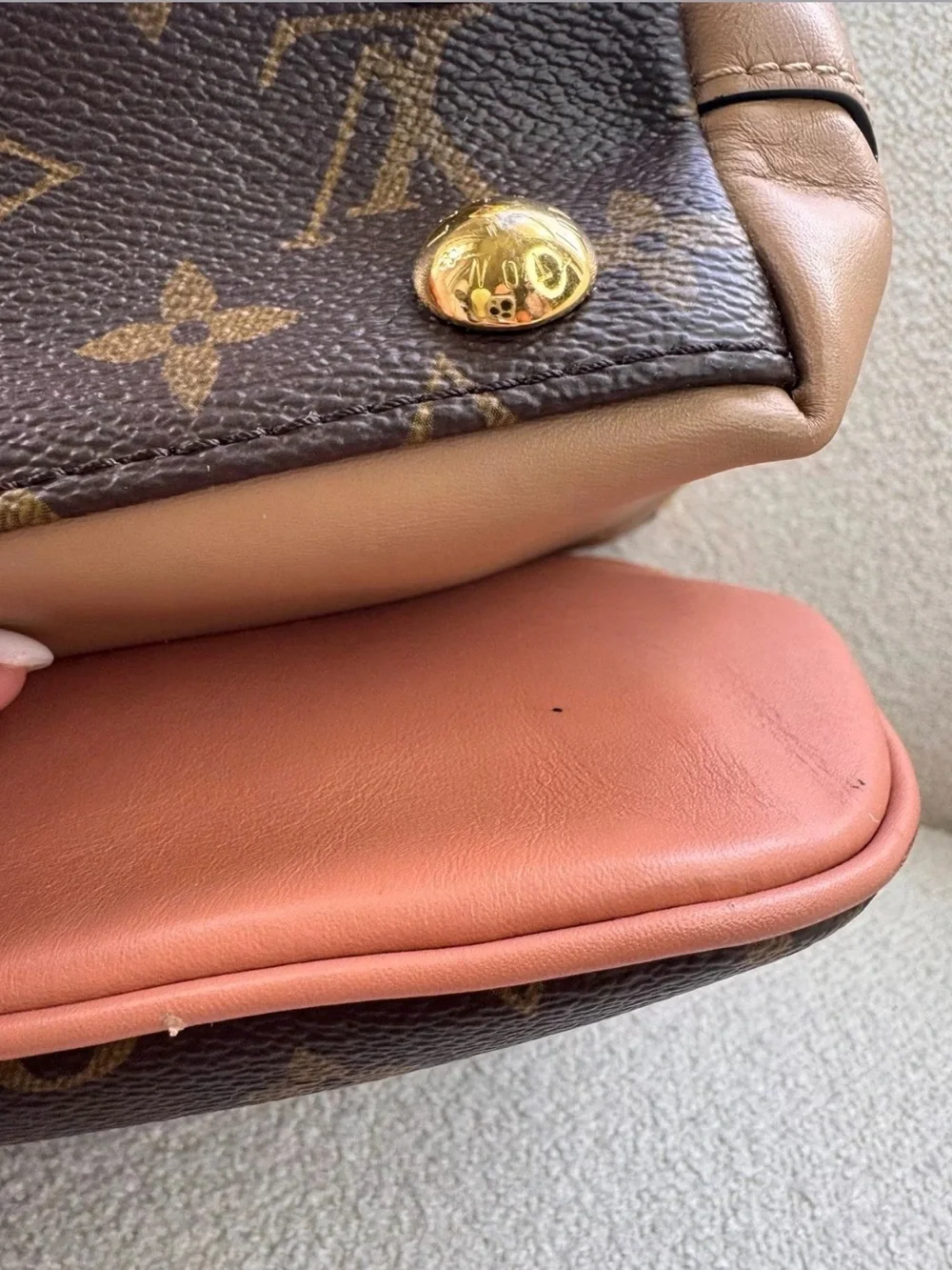 Louis Vuitton Monogram Tote with Pink Leather Tab and Gold Hardware